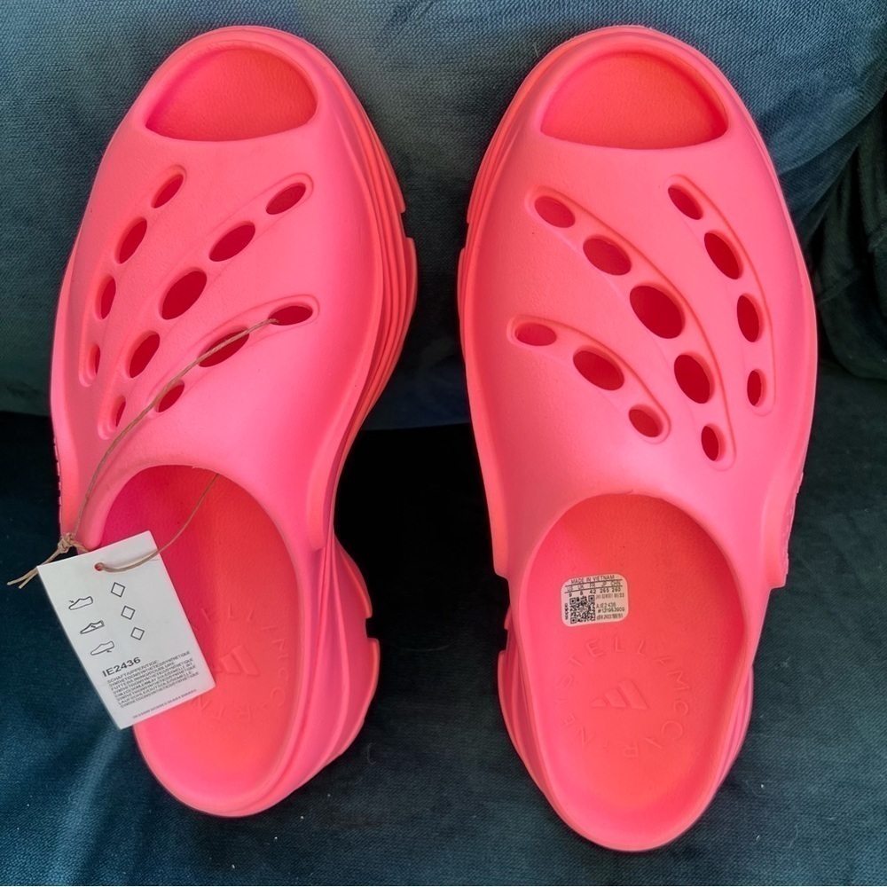 ADIDAS BY STELLA MCCARTNEY PINK RUBBER CROCS GIMME GUMMY CLOGS SIZE 9 NWT - Picture 7 of 11